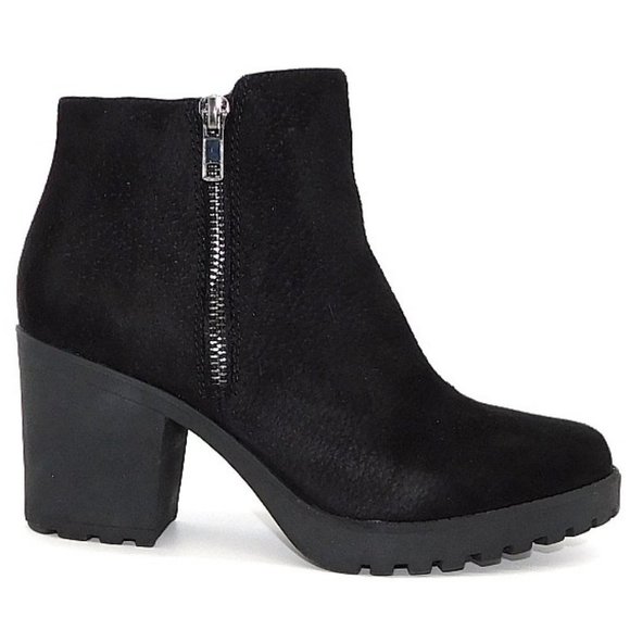 SO Black Suede-Like  Chucky Heel Moto Boot - Picture 1 of 10